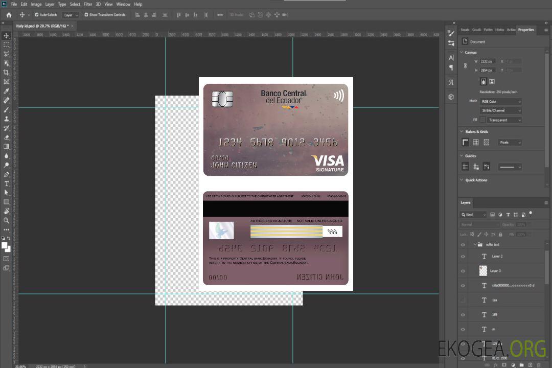 Carte de signature de visa de la banque centrale de l'Équateur template Carte de signature de visa de la banque centrale de l'Équateur template